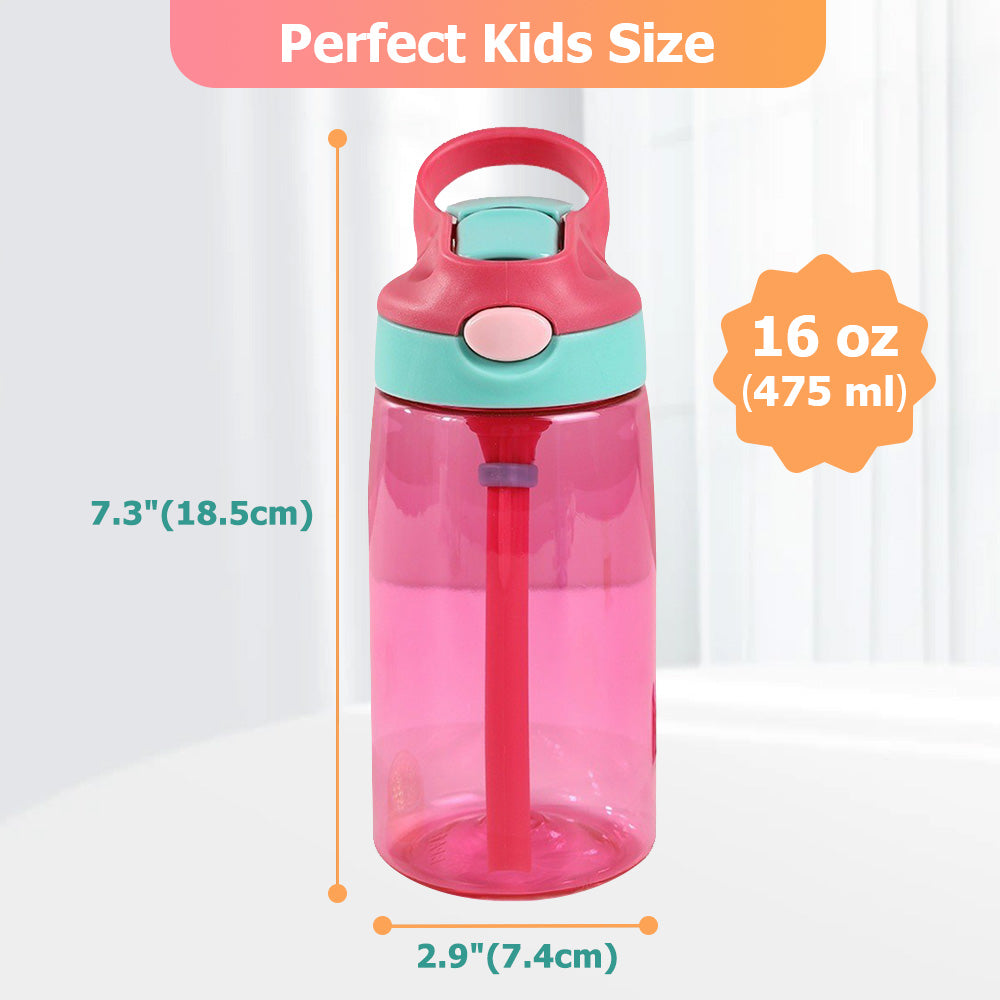 Personalized 3D-Style Design Cartoon Photo 16 oz Kid Water Bottle with Name and Silicone Straw Back to School Birthday Gift for Boys Girls