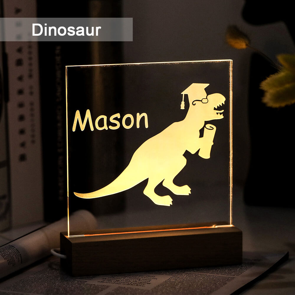 Dinosaur Night Light for Children Engraved Name