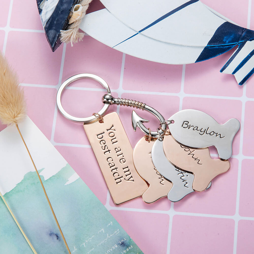 Personalized Hook Keychain with Name Fish