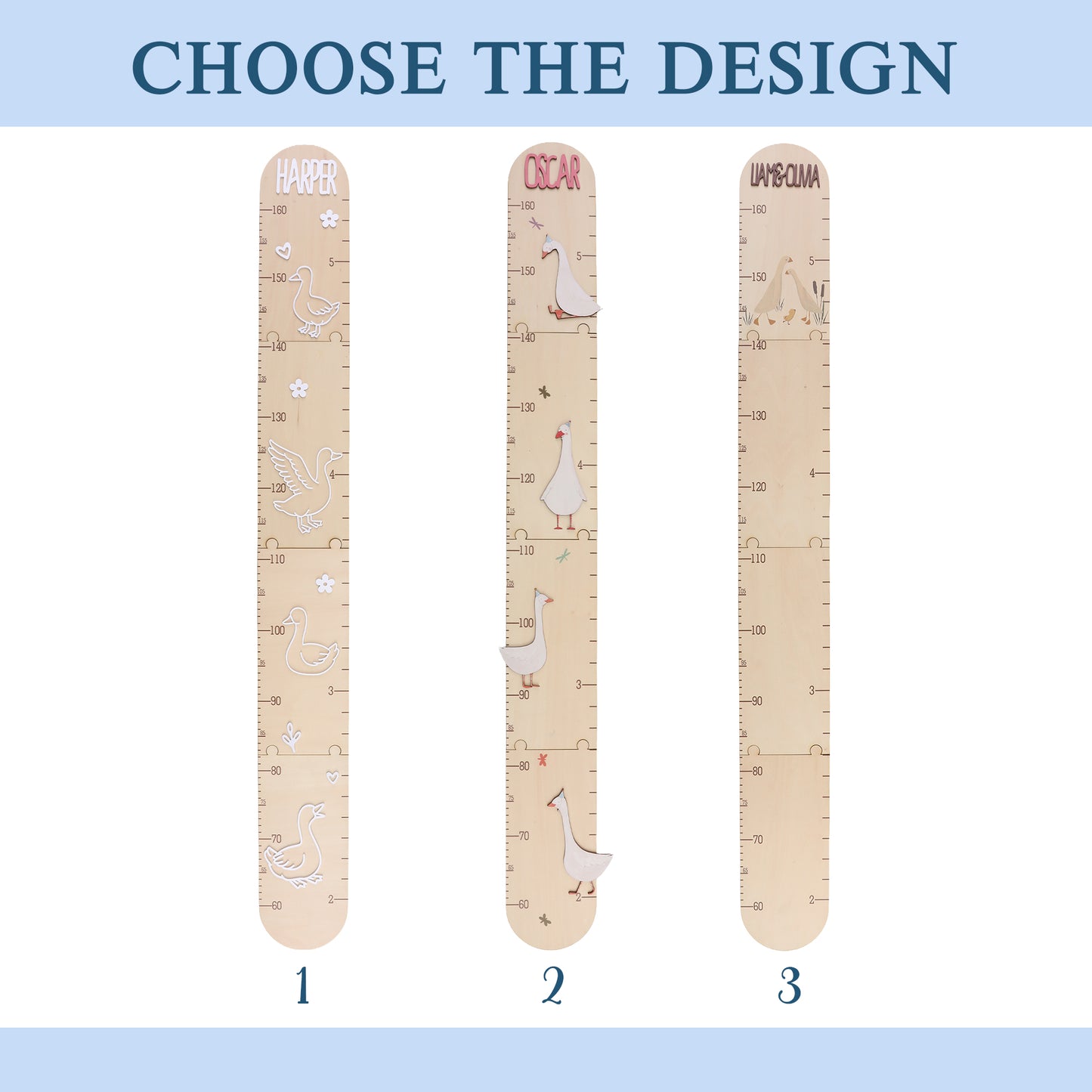 Personalized Cute Goose Baby Growth Chart Ruler with Name Nursery Baby Room Decor Birthday Gift for Baby Kid
