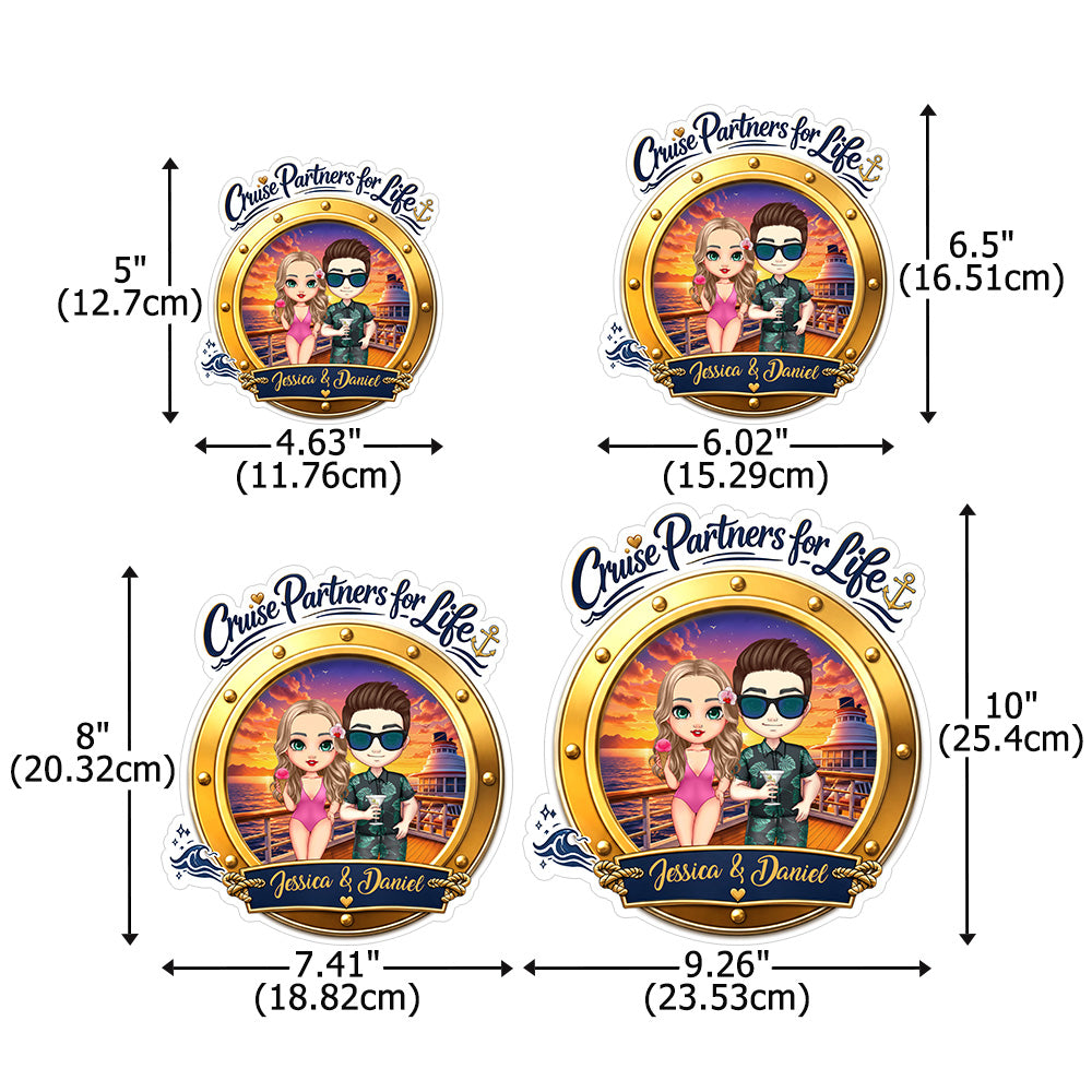 Personalized Cartoon Couple Character Cruise Fridge Magnet with Name Home Decor Birthday Summer Travel Gift for Couple Newlyweds
