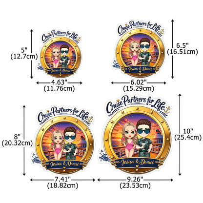 Personalized Cartoon Couple Character Cruise Fridge Magnet with Name Home Decor Birthday Summer Travel Gift for Couple Newlyweds