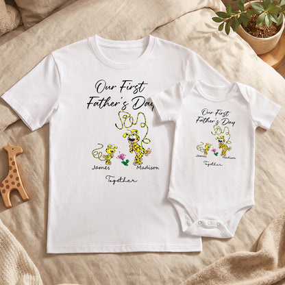 Personalized Leopard Marsupilami First Father's Day 100% Cotton T-shirt Baby Bodysuit with Name Father's Day Gift for Father | Callie × Marsupilami®