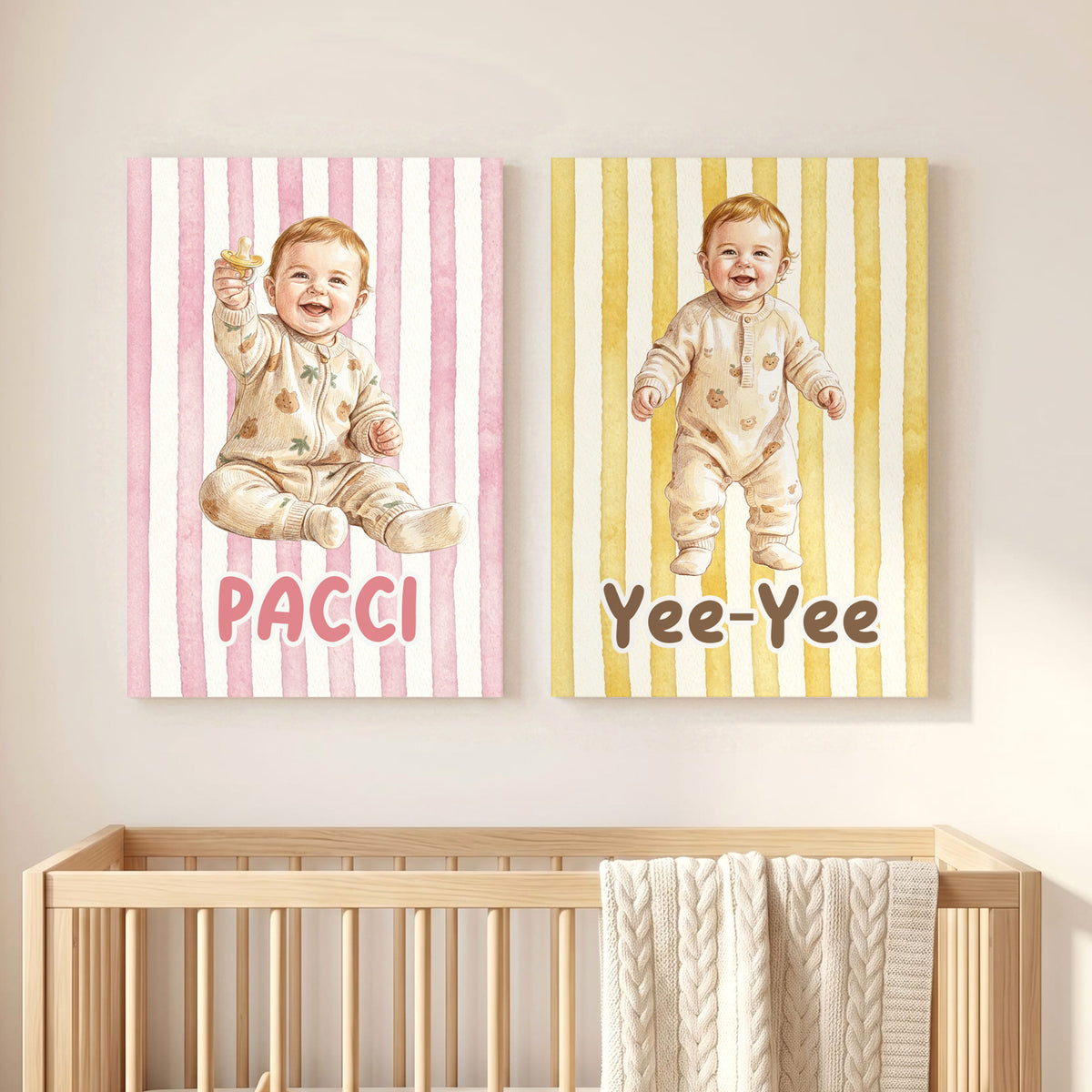 Personalized Baby First Word Mispronunciation Canvas Poster Frameless Framed Painting with Photo and Text Birthday Gift for Toddlers New Parents