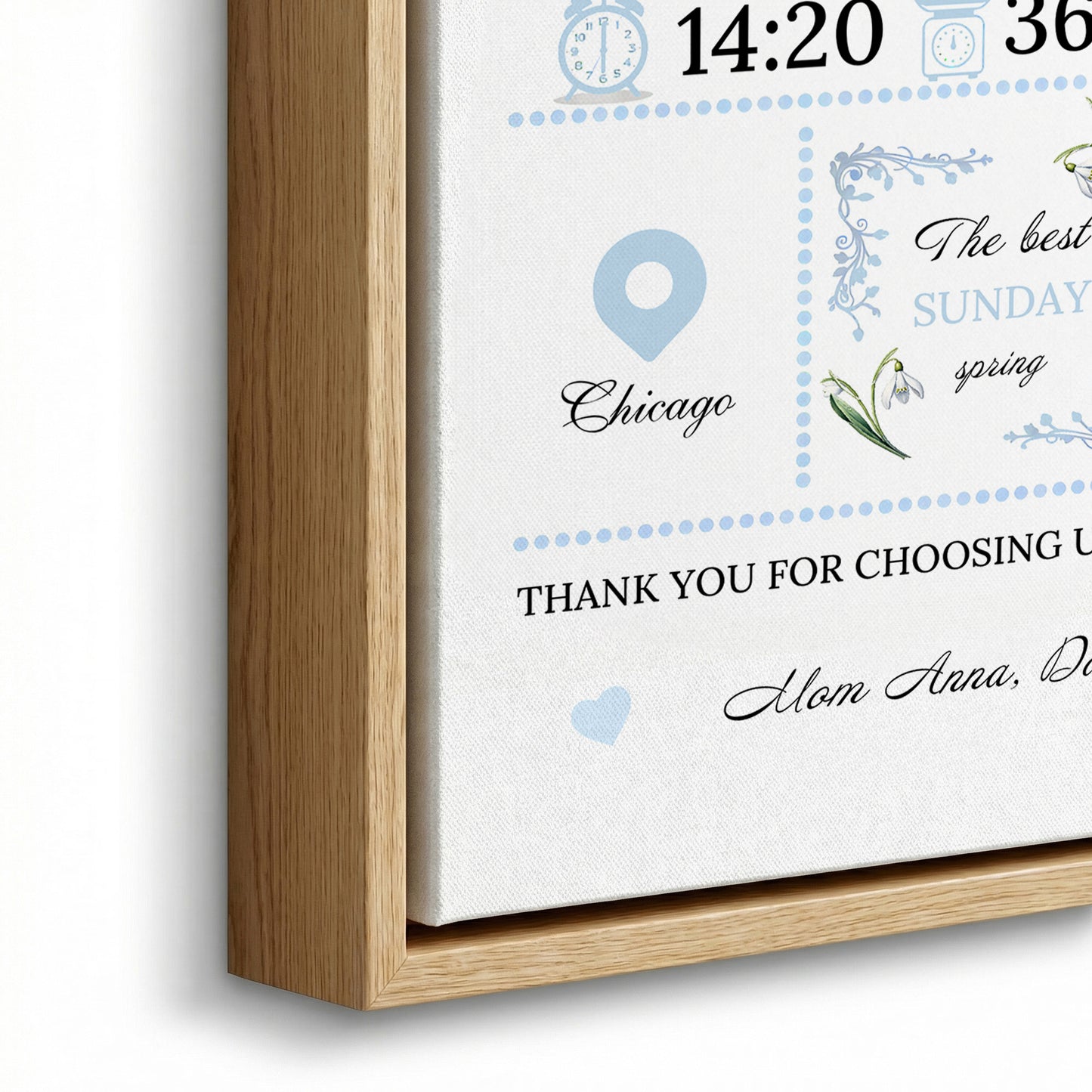 Personalized Birth Flower Photo Canvas Prints with Name Year and Title Warm Minimalist Nursery Decor Ship from USA Birthday Gift for Parents Family