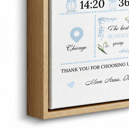 Personalized Birth Flower Photo Canvas Prints with Name Year and Title Warm Minimalist Nursery Decor Ship from USA Birthday Gift for Parents Family