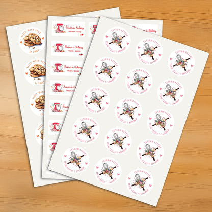 Personalized Creative Baking Element Waterproof Stickers with Text Baking Birthday Gift for Baker Baking Enthusiast