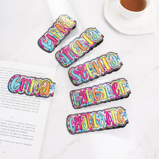 Where Every Chapter Knows Your Name - Personalized Bright Paisley Floral Doodle Magnetic Bookmark Clips Reading Birthday Gift