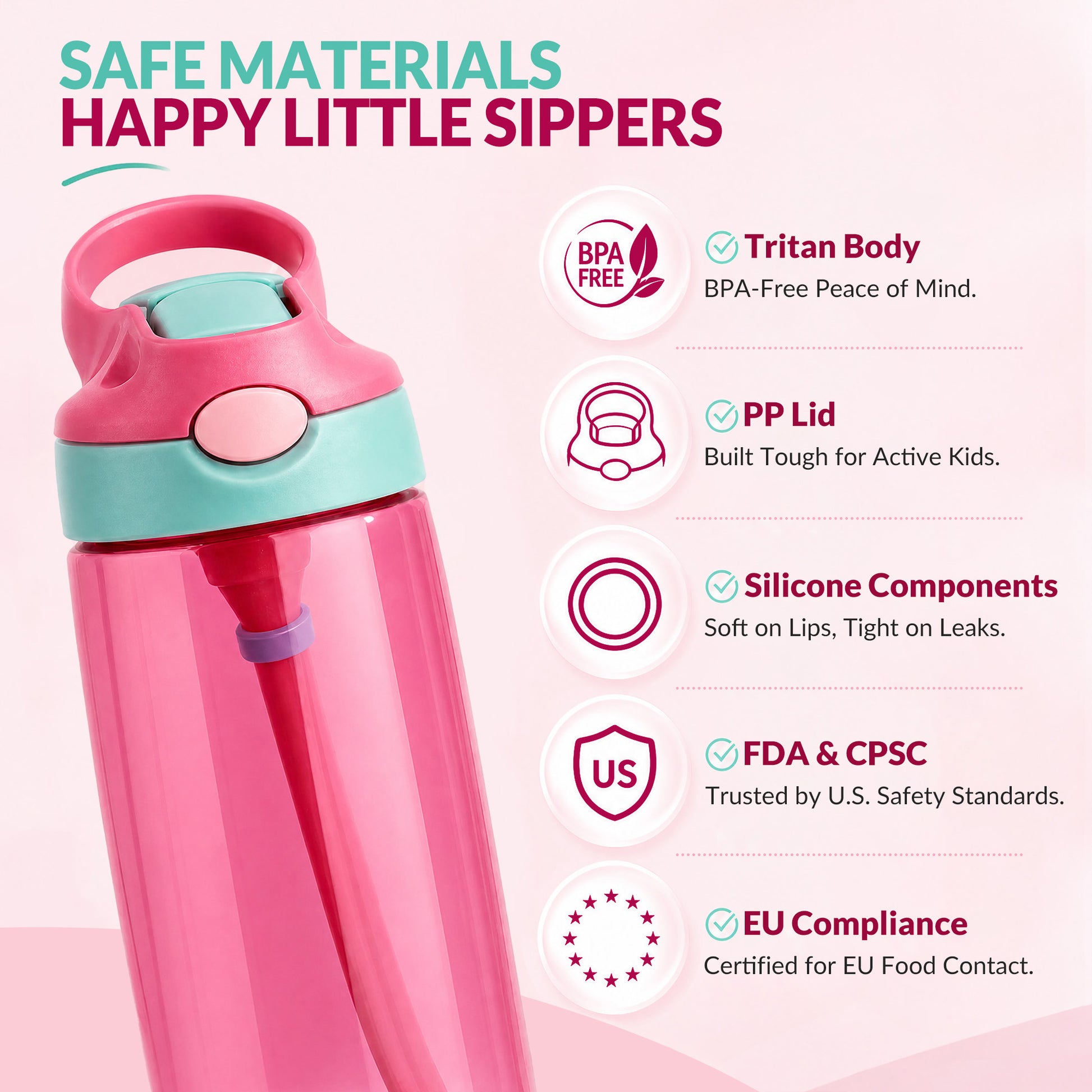 Personalized 3D-Style Design Cartoon Photo 16 oz Kid Water Bottle with Name and Silicone Straw Back to School Birthday Gift for Boys Girls