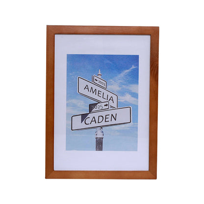 5 Year Anniversary Wood Frame Street Sign Painting with Double Names & Date