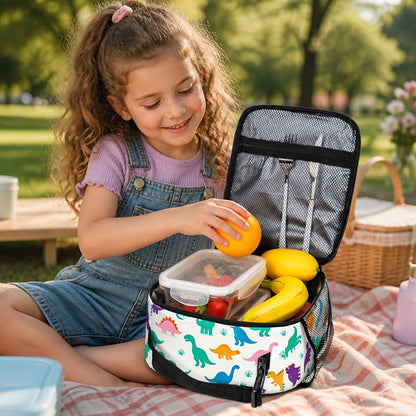 Personalized Q-Version Cartoon Kid Character Insulated Lunch Bag with Name Daily Travel Back to School Birthday Gift for Kids Students