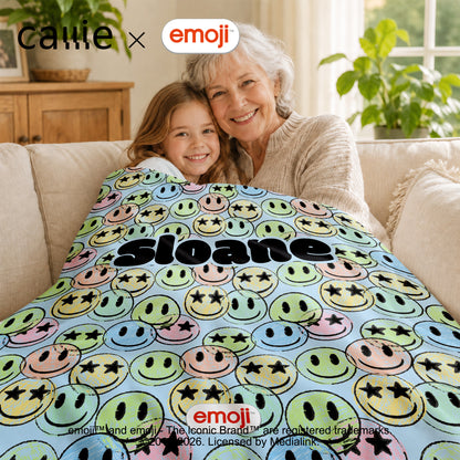 Personalized Playful emoji Soft Throw Blanket with Name Home Decor Birthday Gift for Friends Kids Family | Callie × emoji ™