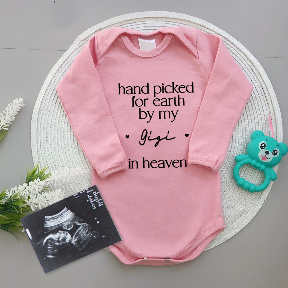 Hand Picked for Earth by My Loved One in Heaven - Personalized 100% Cotton Baby Bodysuit Kid T-shirt