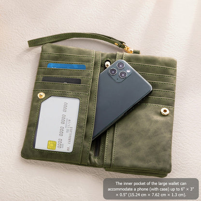 Personalized Watercolor Birth Flower Tri-Fold PU Leather Wristlet Wallet with Card Holder and Name Birthday Anniversary Gift for Women