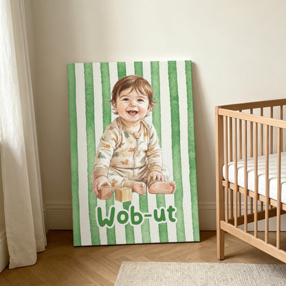 Personalized Baby First Word Mispronunciation Canvas Poster Frameless Framed Painting with Photo and Text Birthday Gift for Toddlers New Parents
