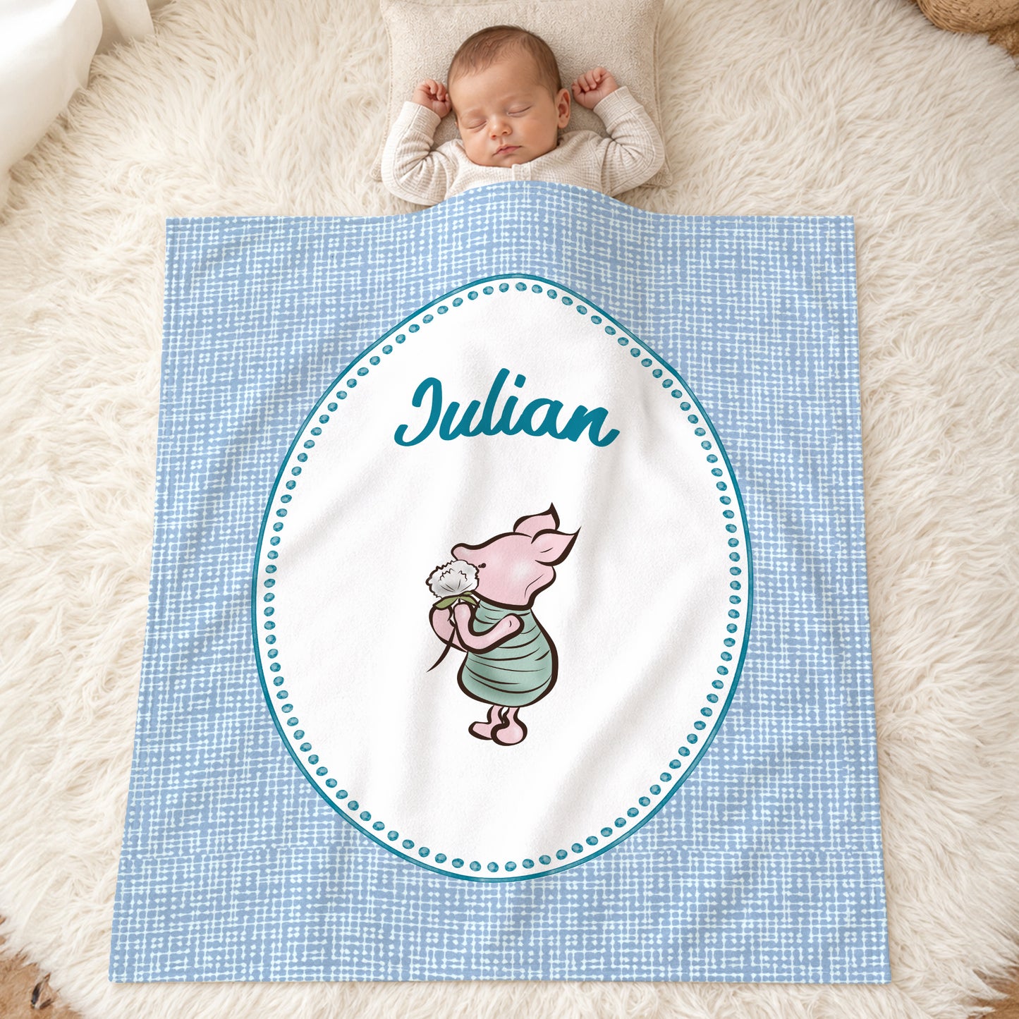 Personalized Classic Winnie the Pooh Cozy Throw Blanket with Name Nursery Decor Birthday Baby Shower Gift for Kid Baby Newborn