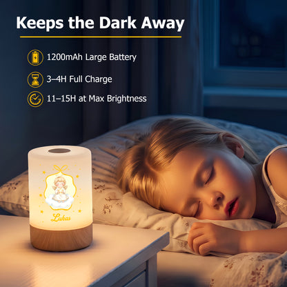 Personalized Holy Infant Angel Dimmable Touch USB Rechargeable Night Light with Name Bedroom Decor Birthday Christmas Anniversary Gift for Children