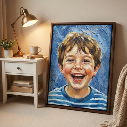 Personalized Modern Oil Painting Style Photo Framed Canvas Prints with Name Home Decor Ship from USA Housewarming Anniversary Gift for Family Friends