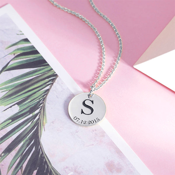 Charmed Initial and Date Disc Necklace