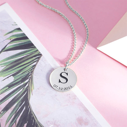 Charmed Initial and Date Disc Necklace