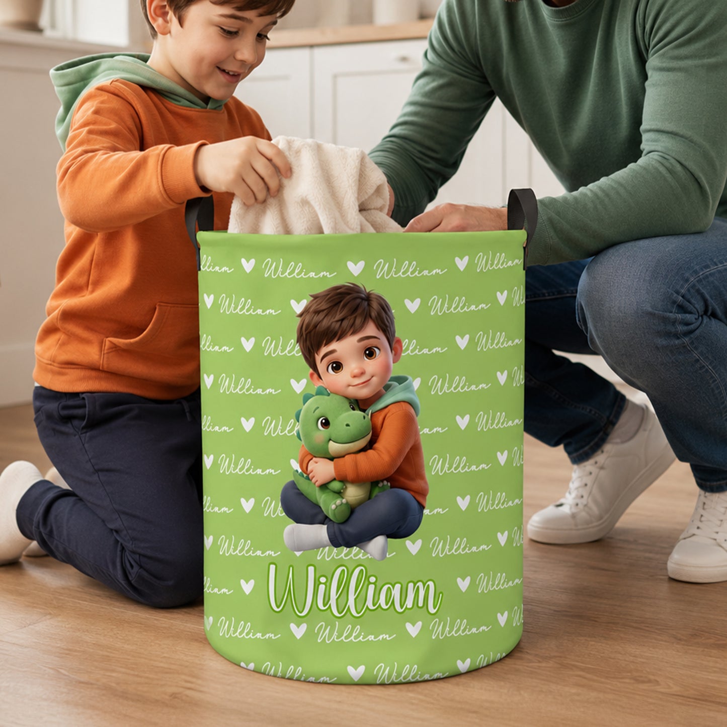 Personalized Fantasy Unicorn Dinosaur Large Capacity Storage Laundry Basket with Name Room Decor Birthday Gift for Kids Boys Girls