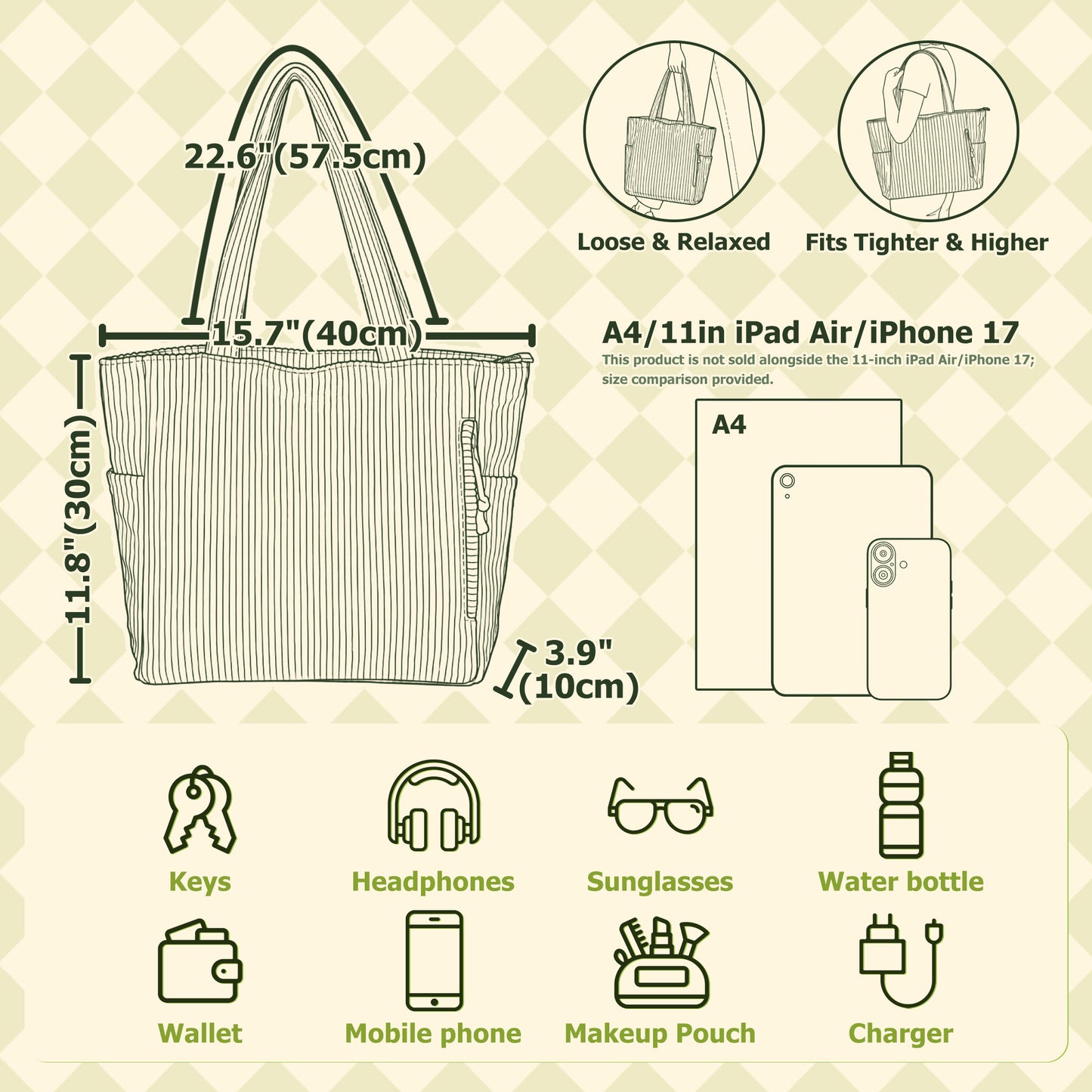 Personalized Birth Flower Large Capacity Corduroy Tote Bag with Name Daily Use Commuting Travel Birthday Gift for Women Office Workers