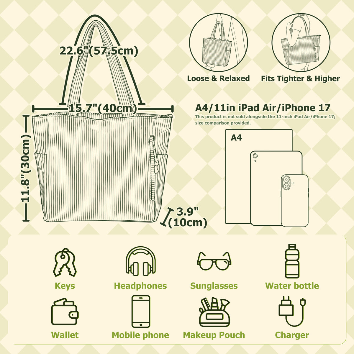 Personalized Cartoon Reading Character Birth Flower Large Capacity Corduroy Tote Bag with Name Travel Essential Birthday Gift for Book Lover Bookworm