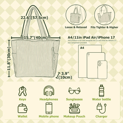 Personalized Cartoon Reading Character Birth Flower Large Capacity Corduroy Tote Bag with Name Travel Essential Birthday Gift for Book Lover Bookworm