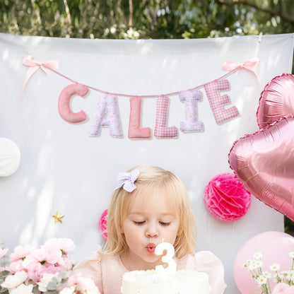 Personalized Floral Striped Letter Cozy Banner Decoration with Name Nursery Decor Baby Shower Baby Announcement Gift for Baby New Parent