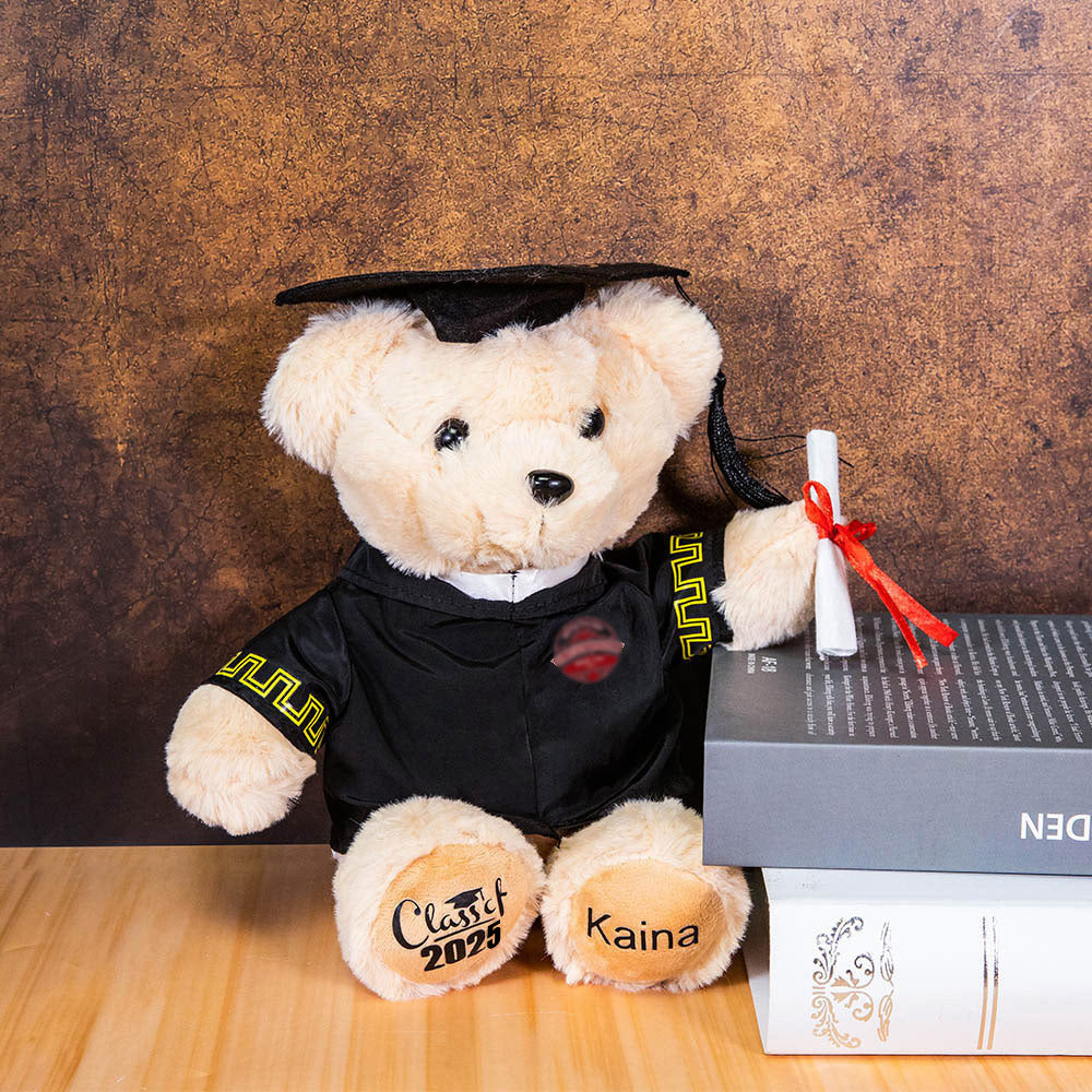 Personalized Cute Graduation Teddy Bear Plush Toy with Name and School Badge Graduation Gift for Class of 2026 Graduates