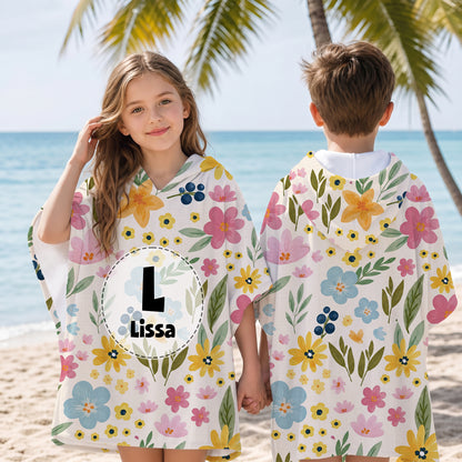 Personalized Mermaid Princess Dinosaur Quick Dry Soft Hooded Beach Towel with Name Beach Swimming Pool Summer Holiday Gift for Kids