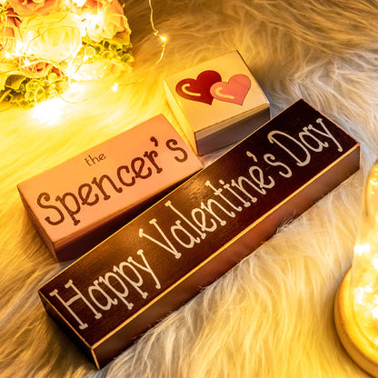 Engraved Wood Blocks Valentine's Day Decor