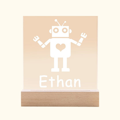 Robot Night Light for Children Engraved Name