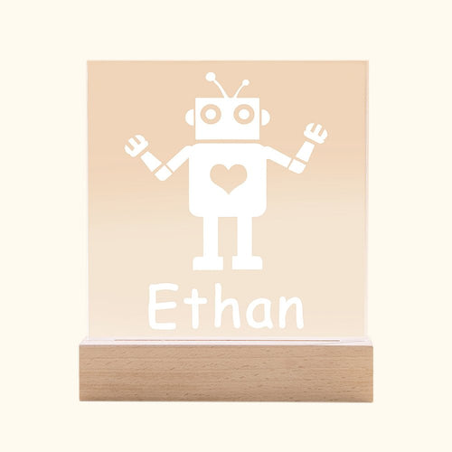 Robot Night Light for Children Engraved Name