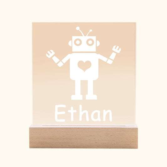 Robot Night Light for Children Engraved Name