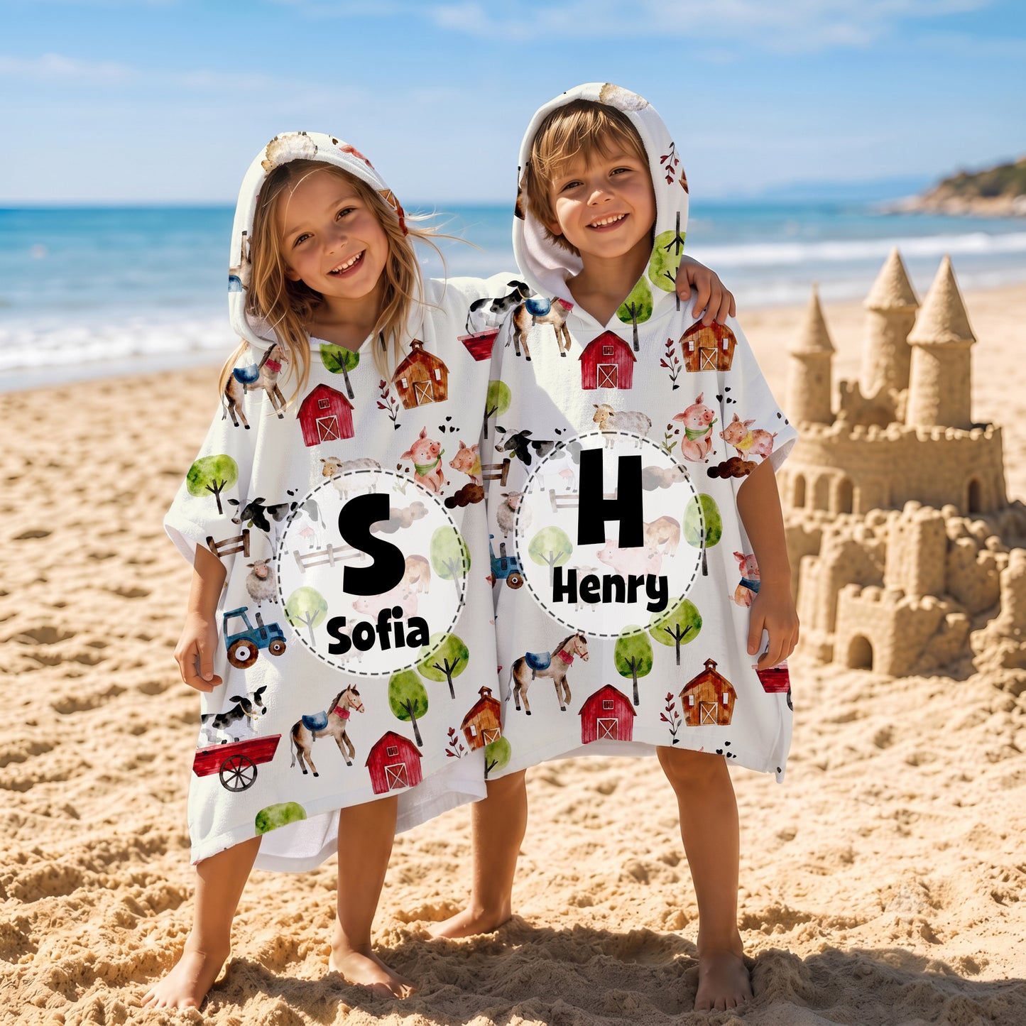 Personalized Mermaid Princess Dinosaur Quick Dry Soft Hooded Beach Towel with Name Beach Swimming Pool Summer Holiday Gift for Kids