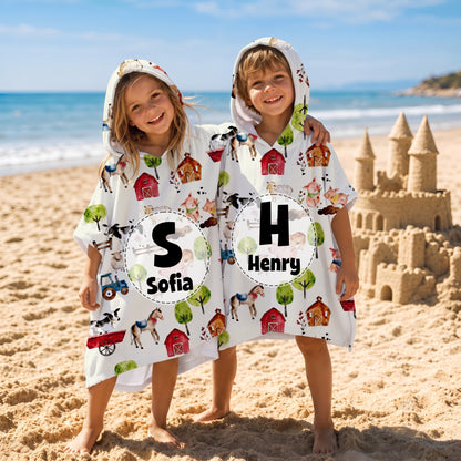 Personalized Mermaid Princess Dinosaur Quick Dry Soft Hooded Beach Towel with Name Beach Swimming Pool Summer Holiday Gift for Kids