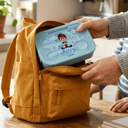 Personalized Star Cartoon Character Microwavable Lunch Box with Name and Cutlery Picnic Outdoor Activity Use Back to School Gift for Students Kids