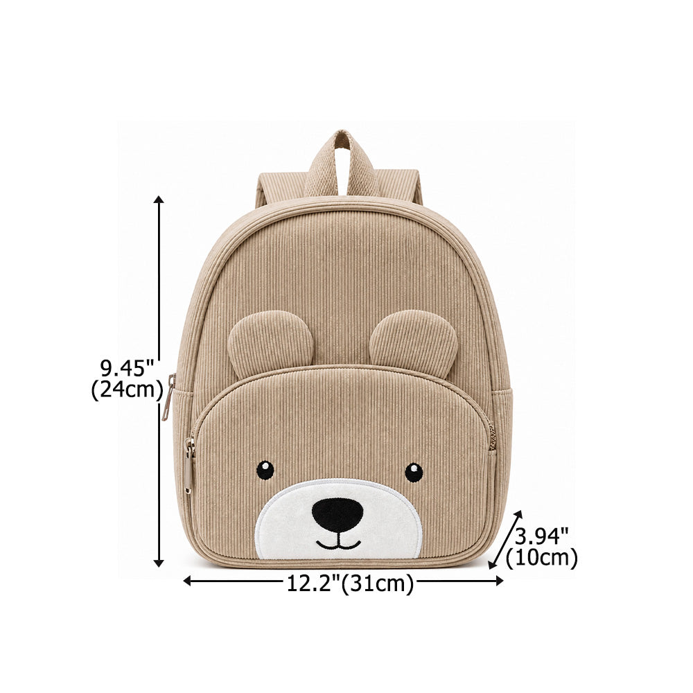 Personalized Cute Teddy Bear Corduroy Backpack with Hand Embroidered Name Children's Day Back to School Birthday Gift for Kids Students
