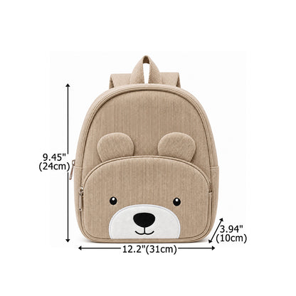Personalized Cute Teddy Bear Corduroy Backpack with Hand Embroidered Name Children's Day Back to School Birthday Gift for Kids Students