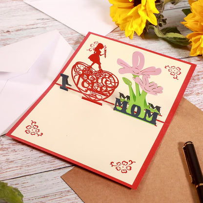 3D I Heart Mom Card Mother's Day Card