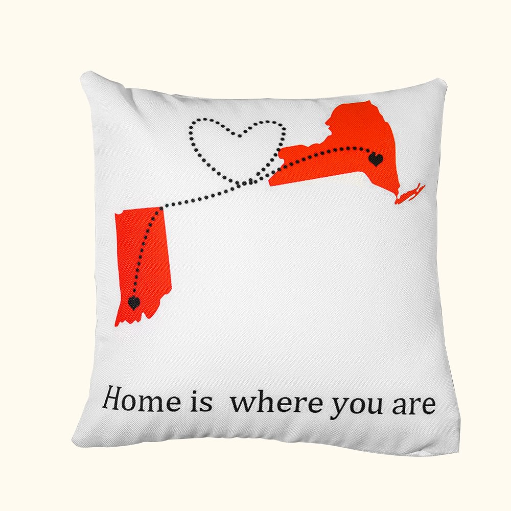 Engraved Long Distance Relation Cushion Throw Pillow Gift for Couple