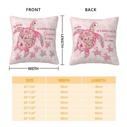Personalized Sea Turtle Pattern Soft Throw Pillow Cover with Name Home Decor Anniversary Birthday Gift for Girl Woman Grandma