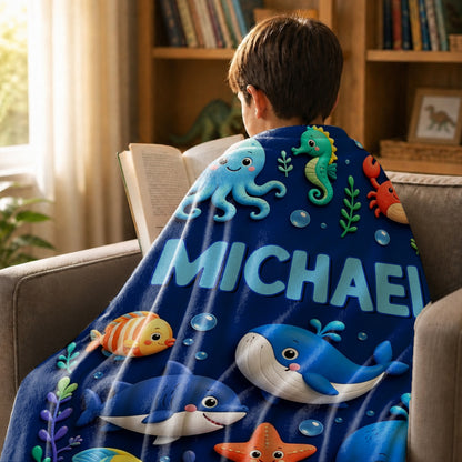 Personalized Cute Woodland Animal Truck Fantasy Cartoon Theme Design Soft Throw Blanket with Name Room Decor  Daily Use Birthday Gift for Kids