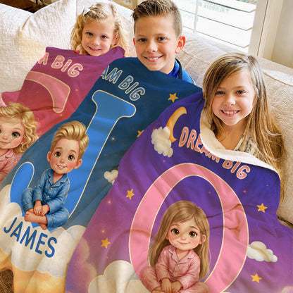 Personalized Cartoon Pajamas Kid Character Photo Soft Throw Blanket with Name Home Decor Birthday Back to School Gift for Kids Boys Girls