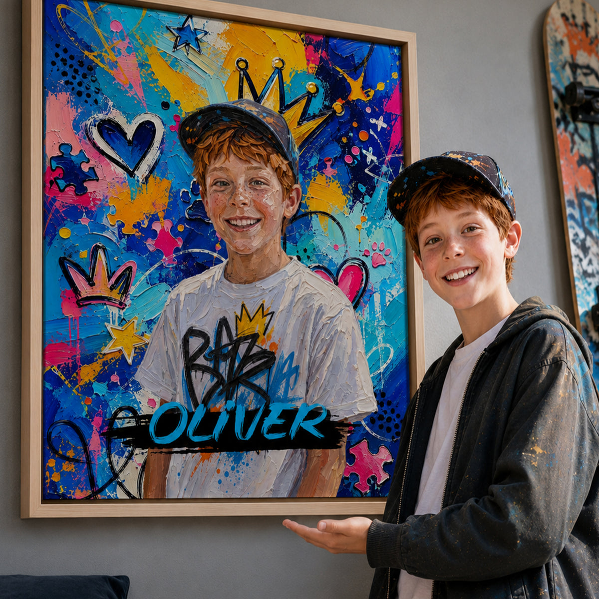 Personalized Graffiti-Style Oil Painting Photo Canvas Prints Home Decor Ship from USA Housewarming Birthday Gift for Family Friends