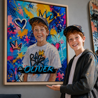 Personalized Graffiti-Style Oil Painting Photo Canvas Prints Home Decor Ship from USA Housewarming Birthday Gift for Family Friends