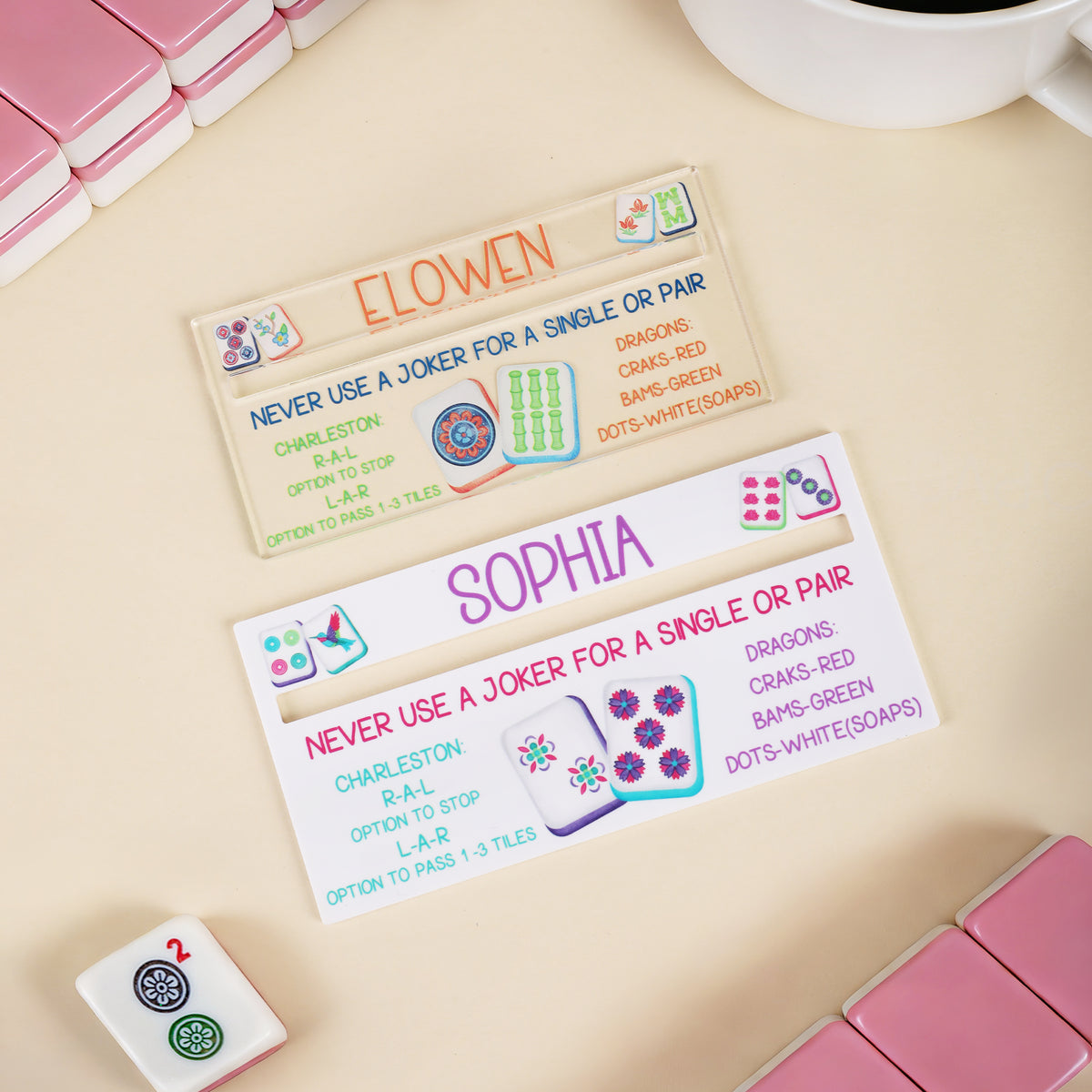 Personalized Colorful Pattern Mahjong Line Reader with Name Mahjong Accessory Birthday Mahjong Parlor Gift for Mahjong Lovers