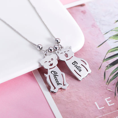 Mother's Necklace with Engraved Children Charms