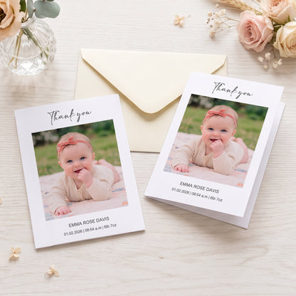 Personalized Baby Photo Birth Information Greeting Card with Name Baby Shower Baby Announcement Gift for New Baby New Parent